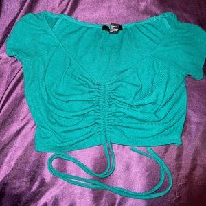 Dark green tie crop top